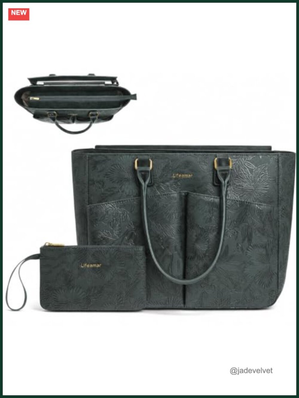 Faux Leather Laptop Tote Bag for Women, Padded Compartment, Work Office